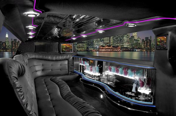 stretch black limo interior